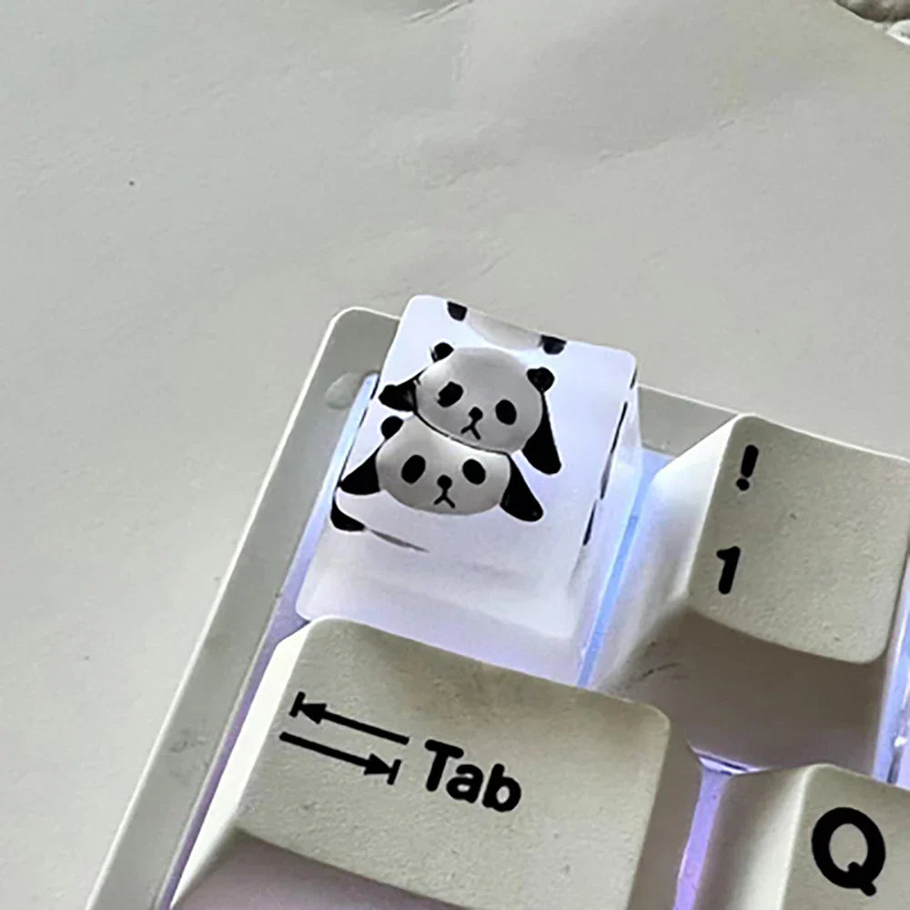 1Pcs Cute Panda Pattern Keycap Resin Handmade Decoration Personality Esc R4 OEM Cute key cap mold Keycap for Mechanical Keyboard