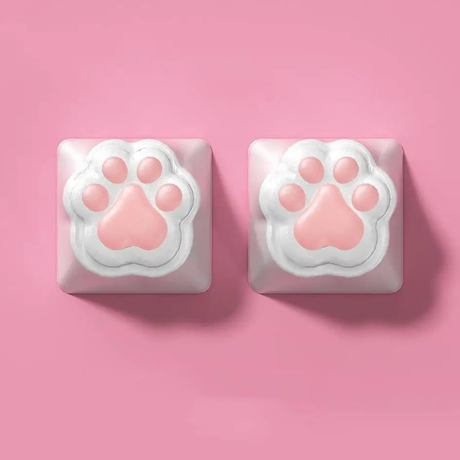 ZIFRIEND 4Pcs Cute Cat Paw Keycaps for Mechanical Keyboard Cherry MX Switch DIY Custom Silicone Key Cap Artisan Pink Color