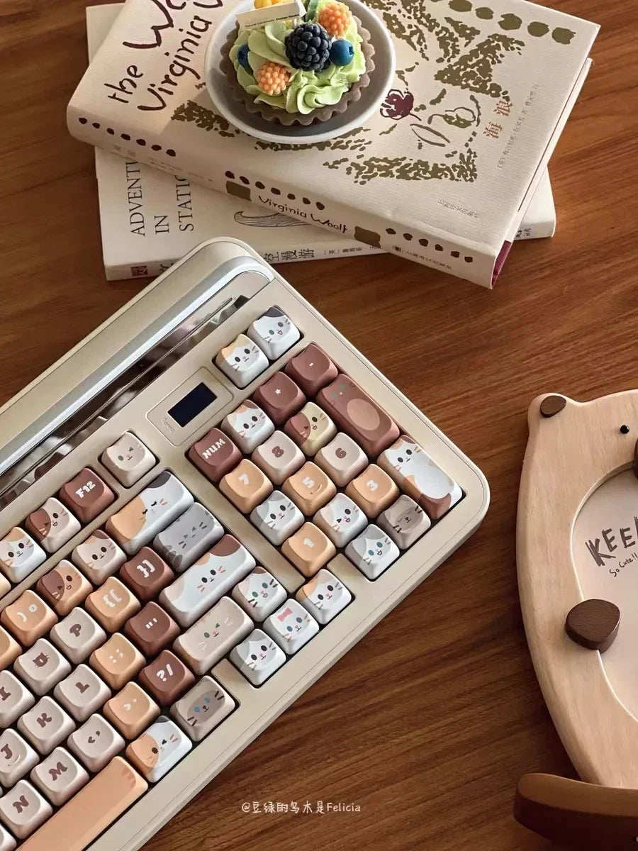 142 Keys Customized Gift Cute Cat keycaps New MAO Keycaps Square Thermal Sublimation Mechanical Keyboard 2.25 U 2.75U for Alice