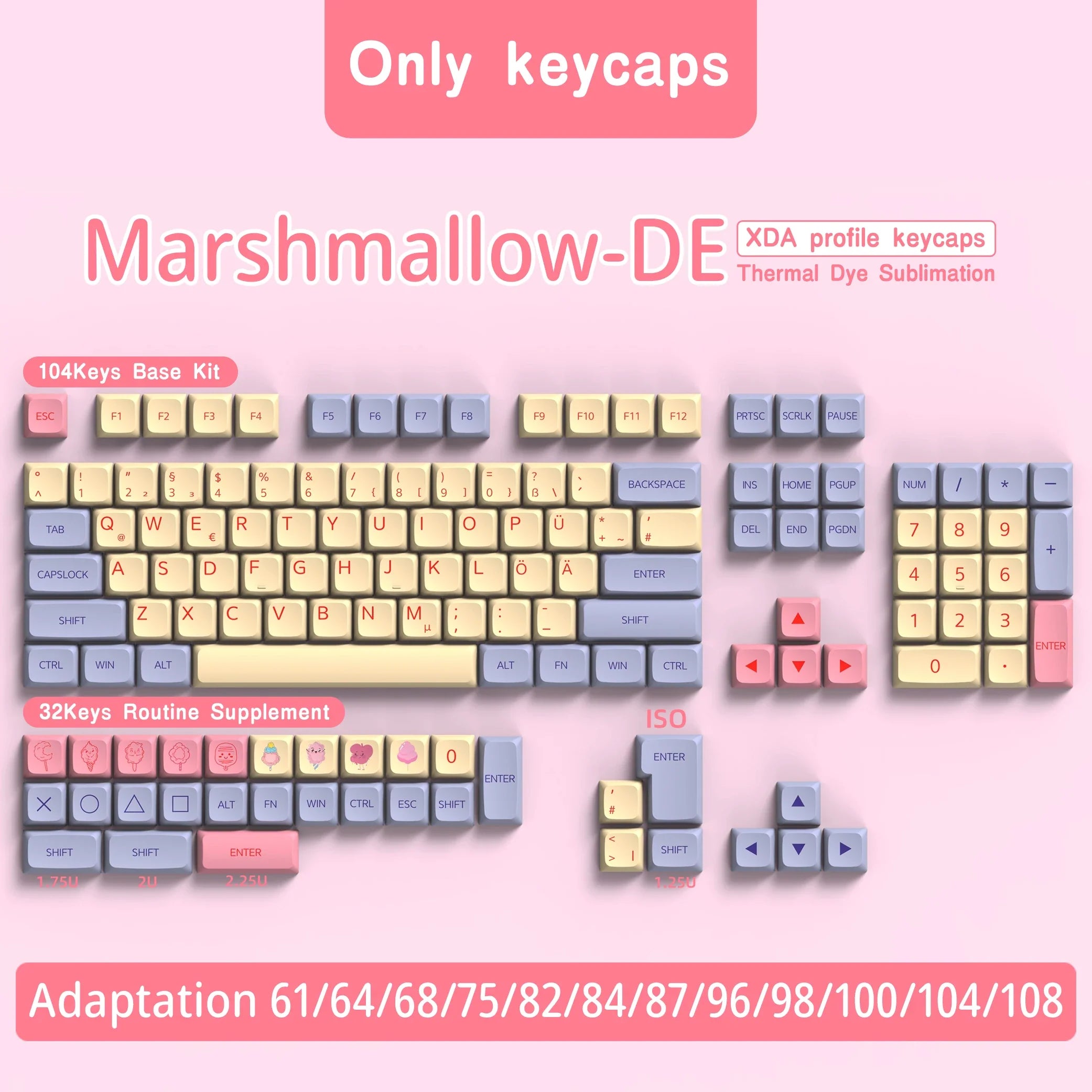 XDA Profile PBT keycaps Spanish Korean French German Portuguese Russian Japanese keycap For Cherry MX Mechanical Keyboard