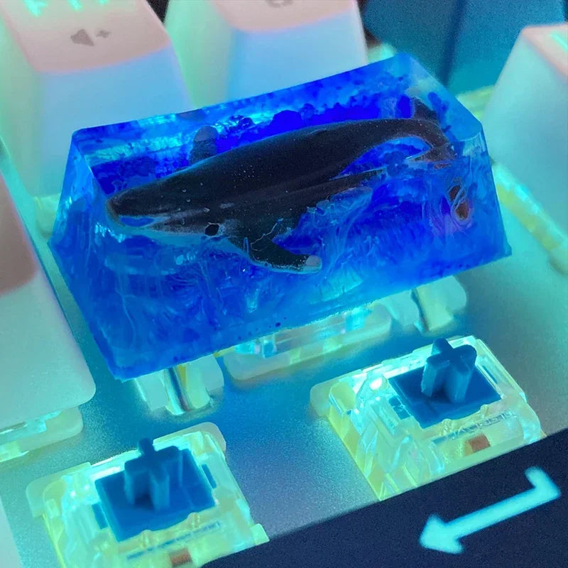 Whale resin keycap oem mechanical keyboard personalized backspace key 2x light-transmitting keycap Sa can be customized blue sin