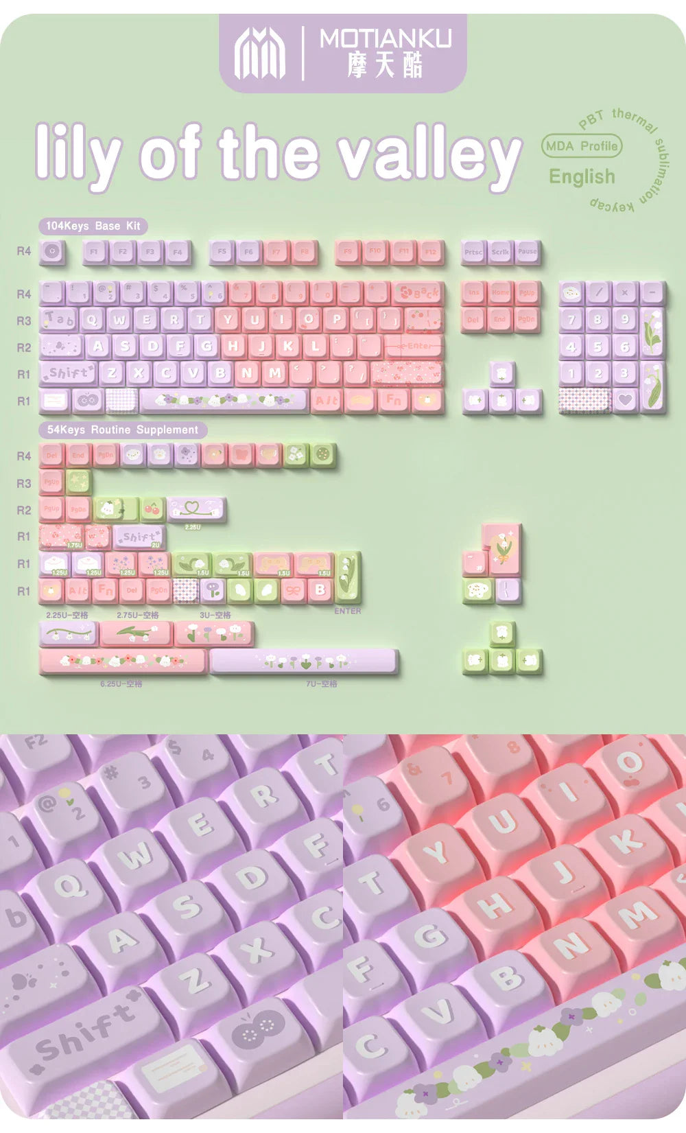 138/158 keys Original Theme Keycaps MDA Profile cute Anime PBT Keycap custom For Mechanical Keyboard with iso layout