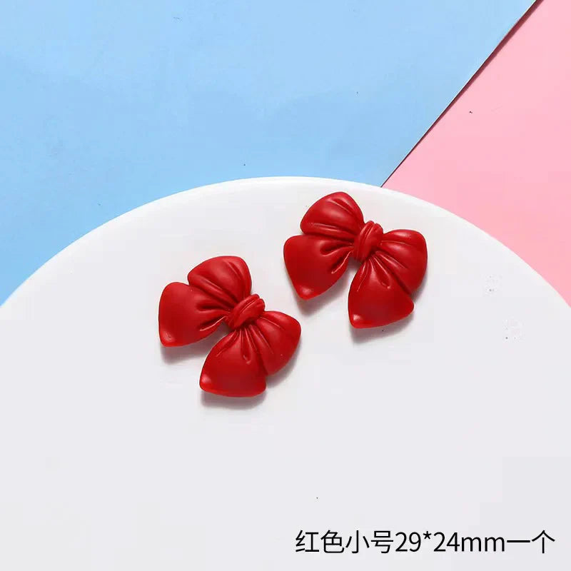 10pcs Colored Ribbon Resin Bow Nail Charm Parts 3D Nail Art Decoration Accessories Supplies for  DIY Manicure Design