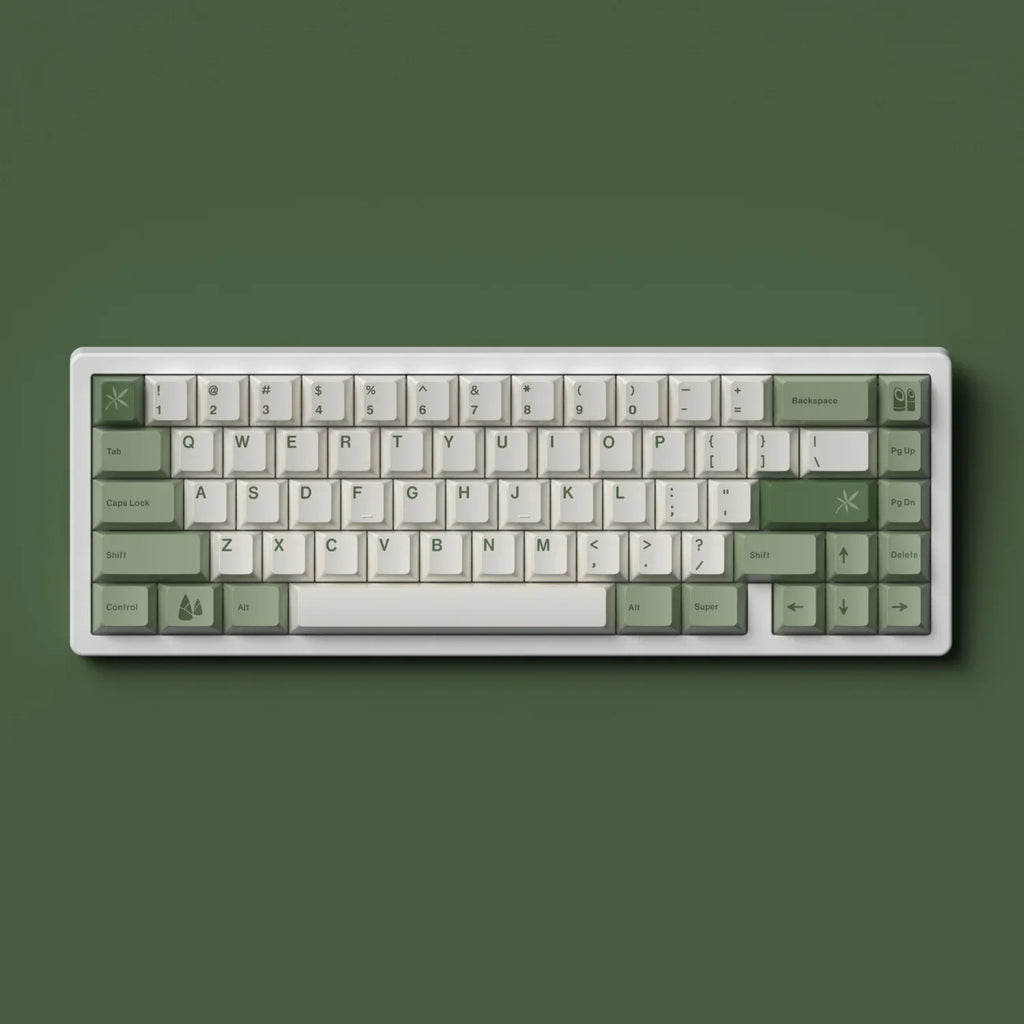 145 Keys Bamboo Forest Theme Keycaps Cherry Profile Green White Keycap PBT Dye Sublimation Keyboard Keycap MX Switch 6.25U 7U