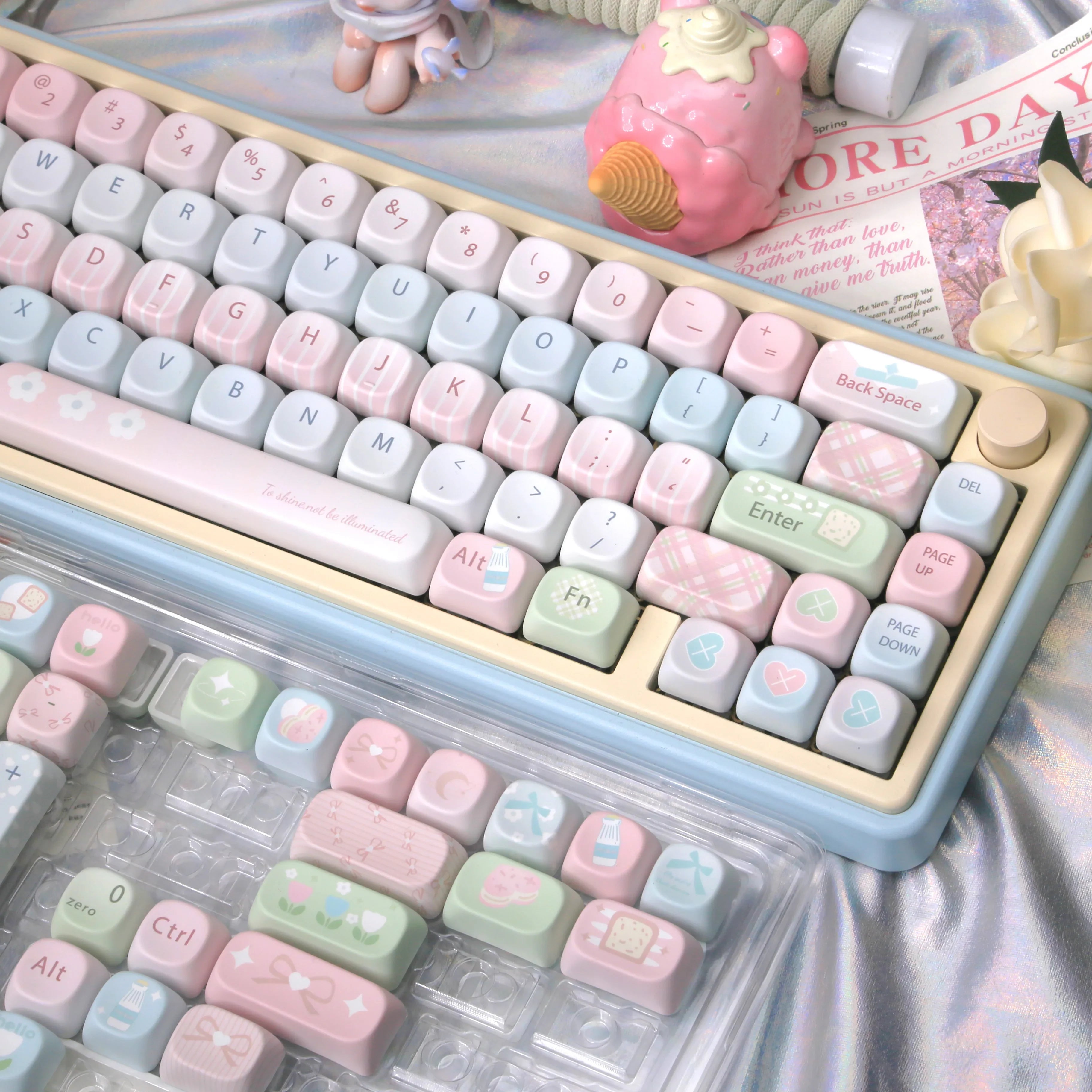 Mousse Mood Theme Keycap MOA Profile 131 Keys Cute Sweet Keycaps PBT Thermal Sublimation Macaron Color Mechanical Keyboard Cap