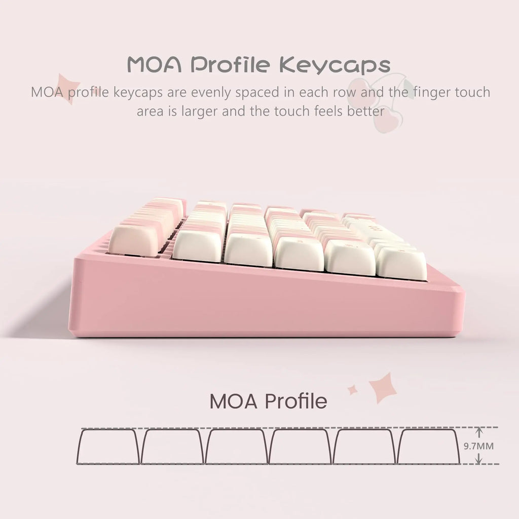 143 Keys Pink Cherry MOA Profile PBT Keycaps Customs Dye Sub Key caps for 61/87/104 Cherry MX Switch Gaming Mechanical Keyboard