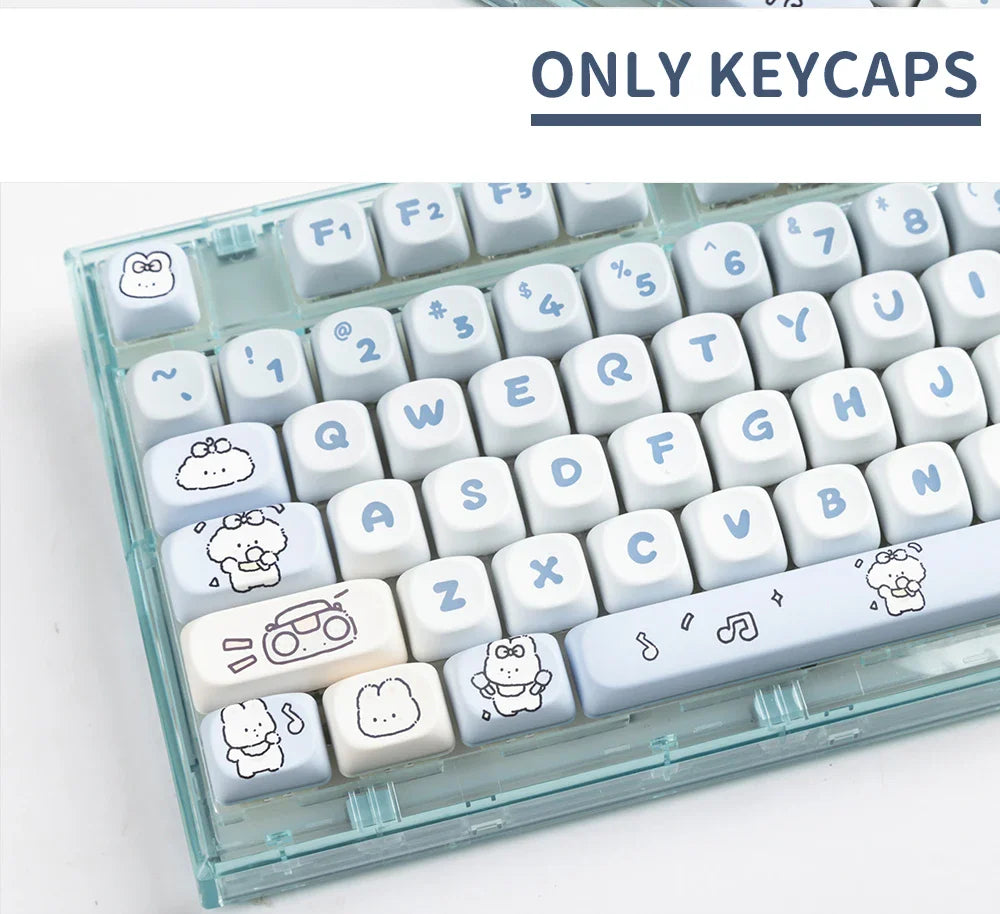 139 Keys MOA Profile Puppy Band Sugar Rabbit Theme Keycaps PBT Thermal Sublimation Customized Key Caps for Mechanical Keyboard