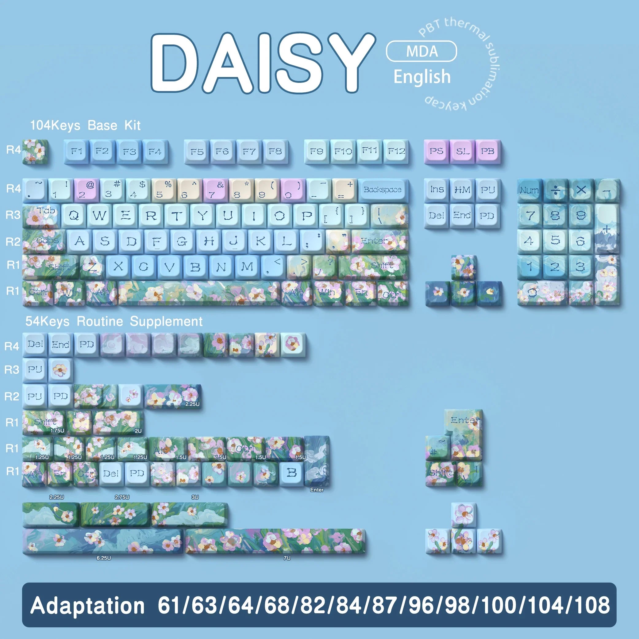 138/158 keys Original Theme Keycaps MDA Profile cute Anime PBT Keycap custom For Mechanical Keyboard with iso layout