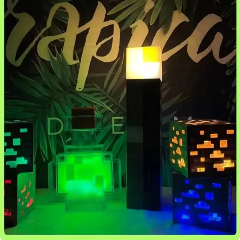 Creative Brownstone Torch LED Night Light USB Rechargeable Game Room Decoration Table Light Festival Gifts for Kids Game Lamps