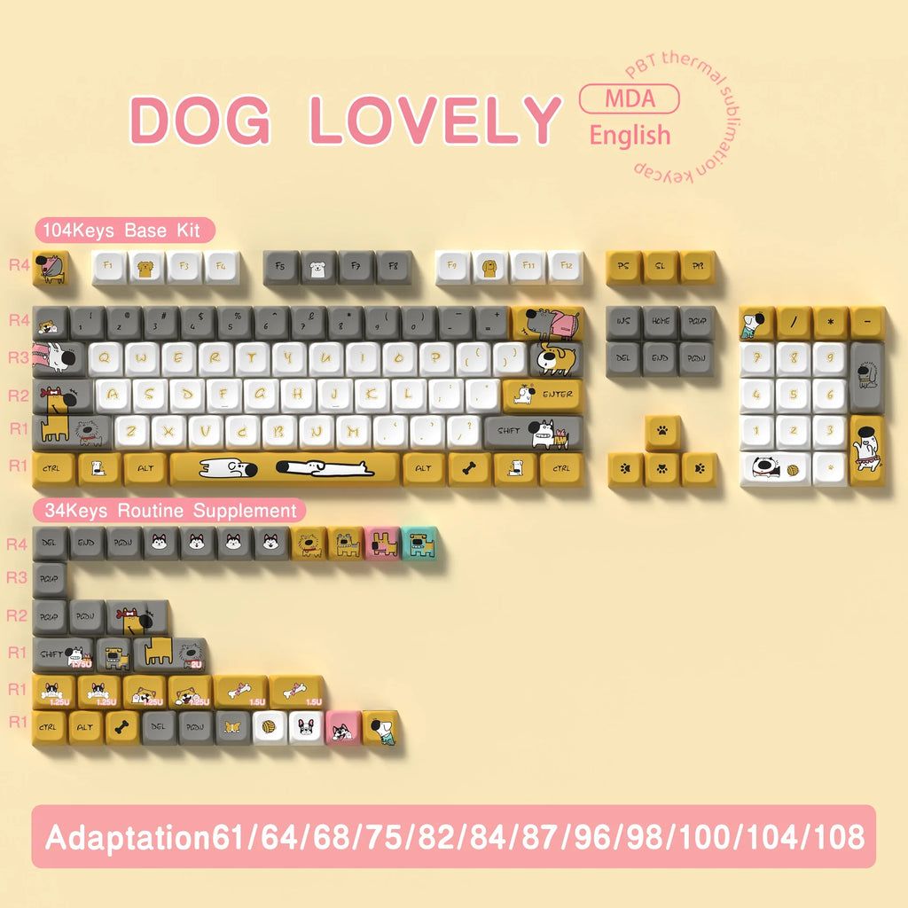 Original Theme Keycaps MDA Profile cute Anime PBT Keycap custom For Mechanical Keyboard with iso layout and 7U space bar