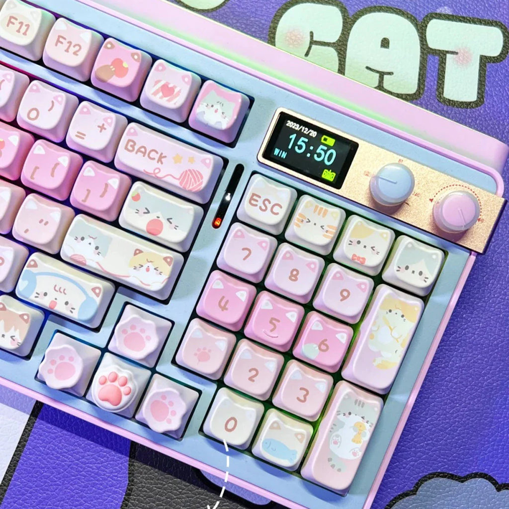 142 Keys Customized Gift Cute Cat keycaps New MAO Keycaps Square Thermal Sublimation Mechanical Keyboard 2.25 U 2.75U for Alice