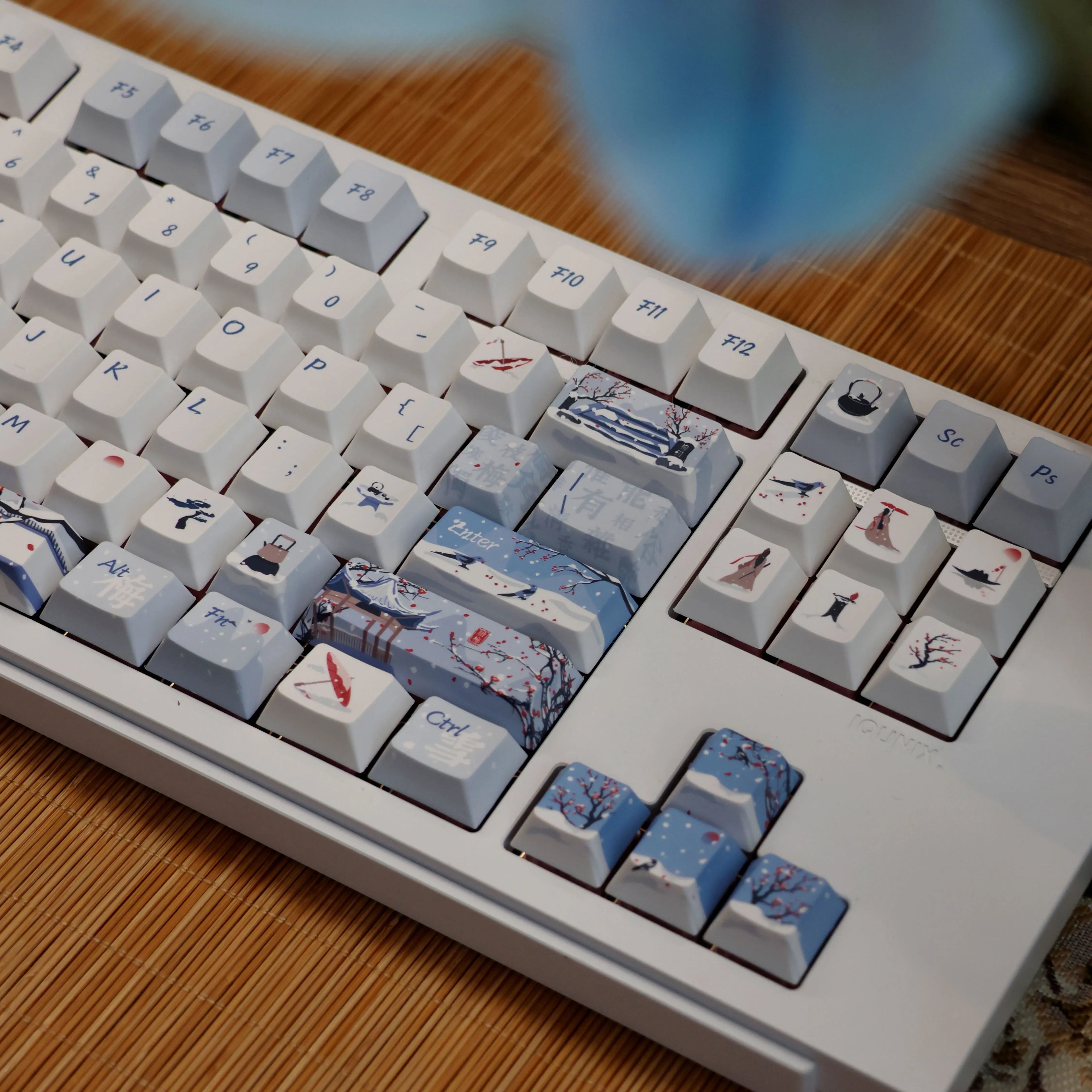 140 Keys Leaning Plum Garden Theme Keycaps National Style Cherry Profile PBT Dye Sublimation For MX Switch Mechanical Keyboard