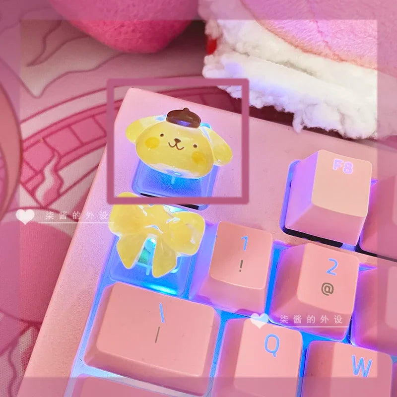 Sanrio New HelloKitty Cartoon Kuromi My Melody CinnamorollChoiceNonopaque Game Cherry Axis Keycaps, Mechanical Keyboard Keycaps