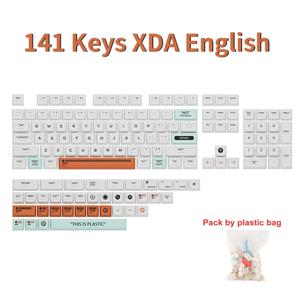 141 Keys XDA Profile Plastic Theme Keycaps PBT Dye Sublimation Key Caps Kit for GMK67 Gaming Mechanical Keyboard MX Switches