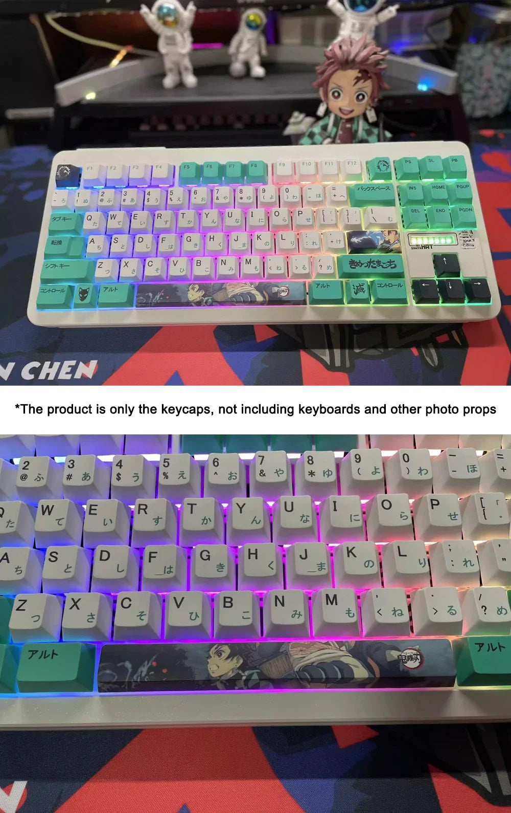 1 Set PBT Dye Sublimation Anime Keycaps Kochou Shinobu Theme Key Caps for Demon Slayer Cherry Profile Keycap Keyboard Decoration
