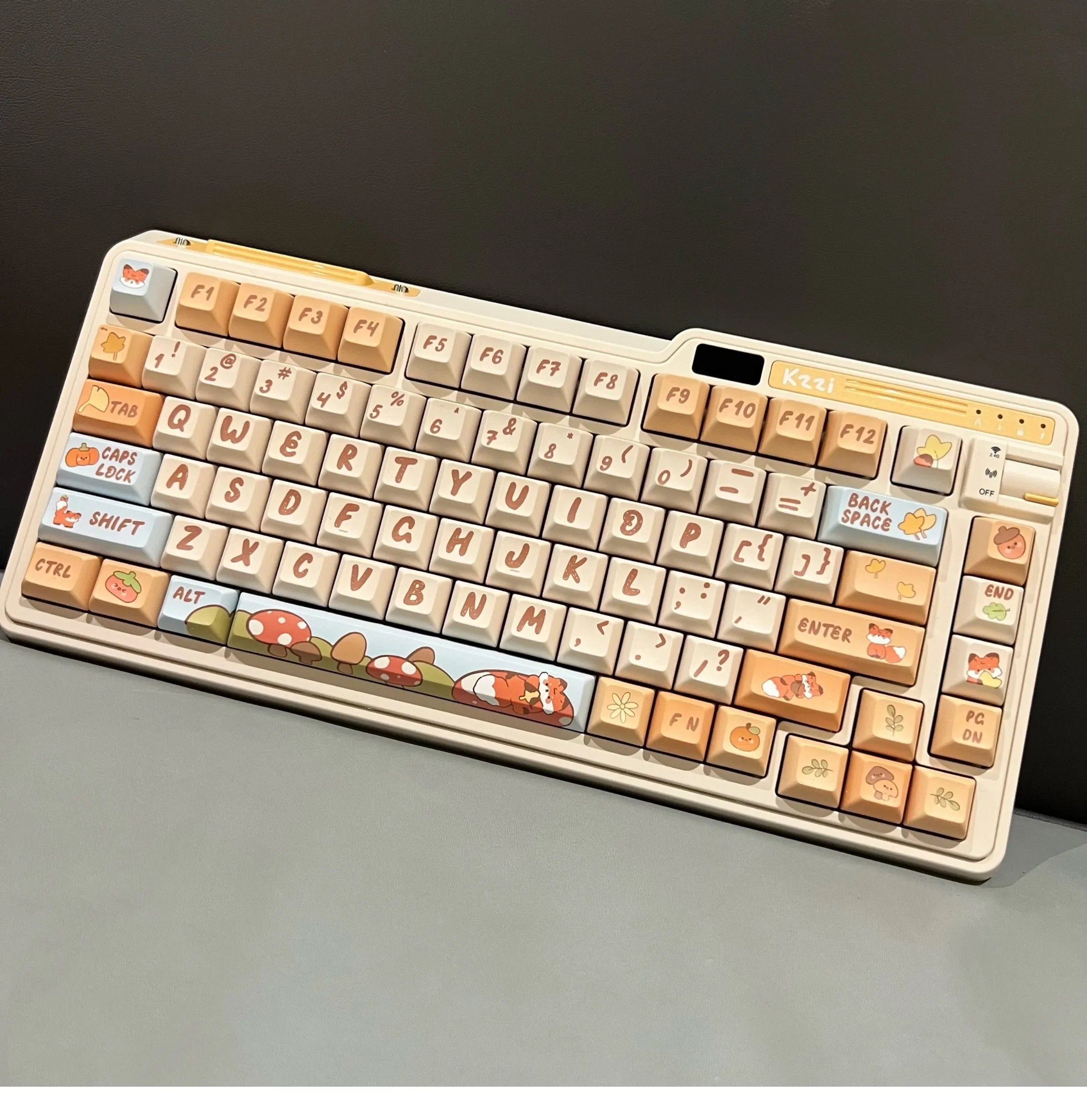 142 Keys Cartoon Fox Keycap KCA MDA Highly Orange Beige Mushroom Keycap PBT Small Animal Cute Diy Keycap For Mechanical Keyboard