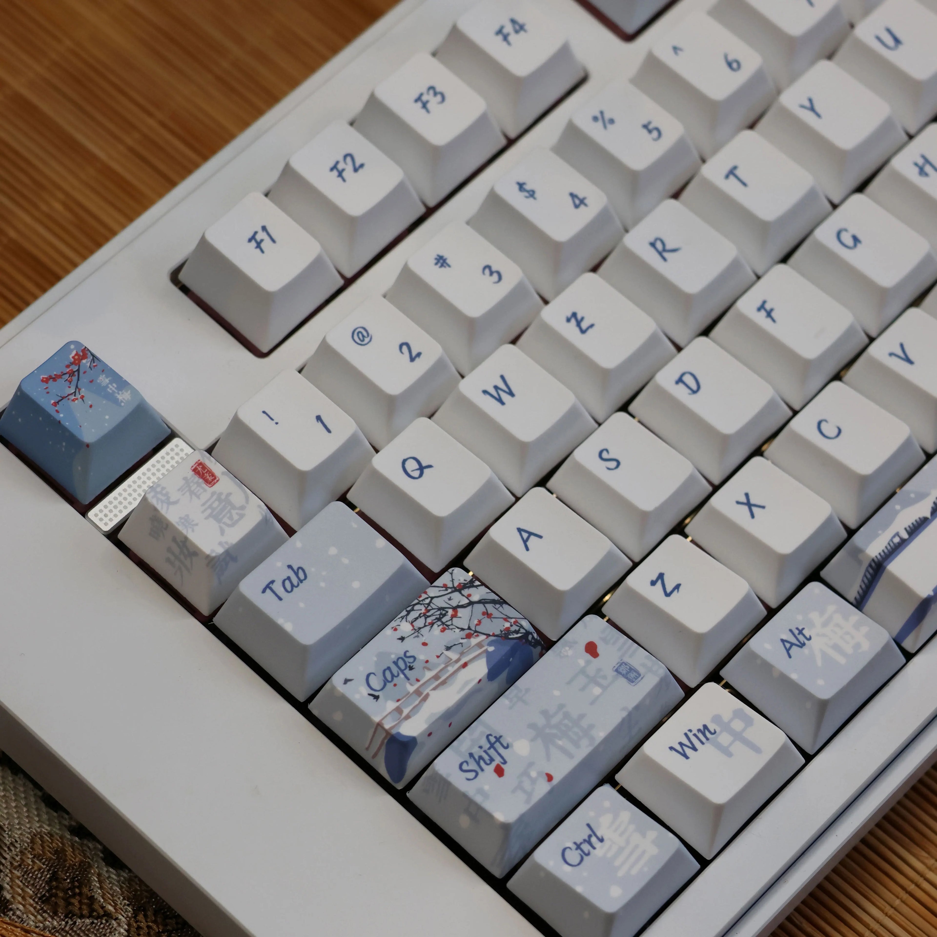 140 Keys Leaning Plum Garden Theme Keycaps National Style Cherry Profile PBT Dye Sublimation For MX Switch Mechanical Keyboard