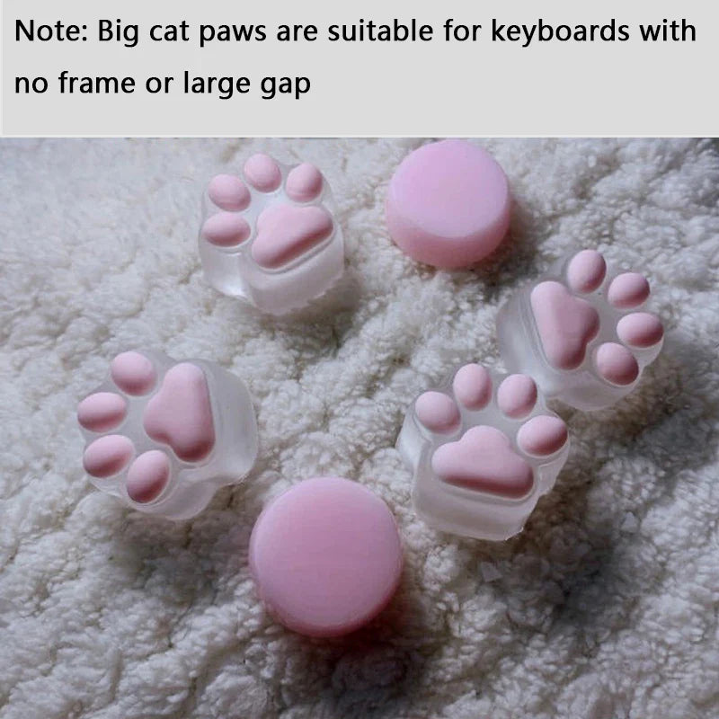 1PC Silicone Cute Transparent Pink Soft Cat Paw Keycap Cross Axis Mechanical Keyboard Resin Drip Glue Animal Cat Paw Keycap
