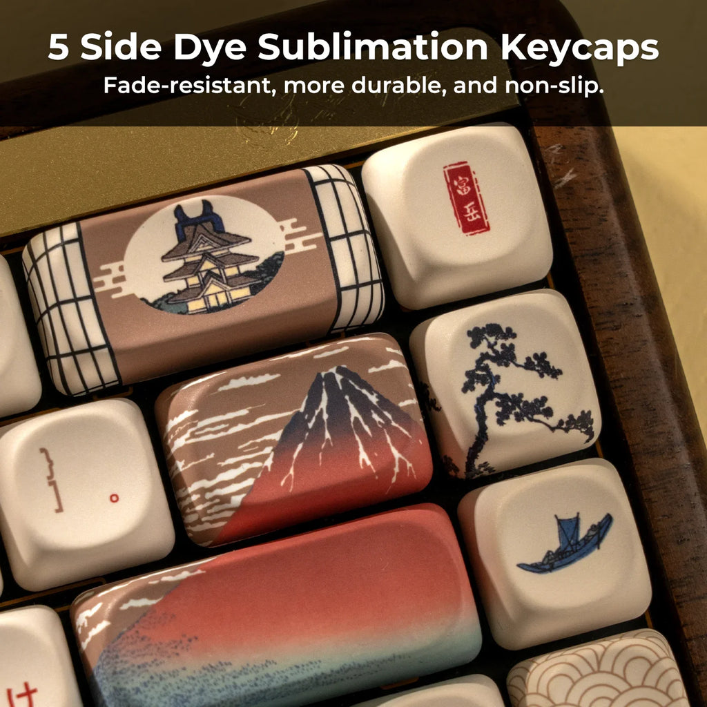 XVX MOA Keycaps Brown Japanese Painting Keycaps Dye-sub PBT Custom Keyboard Keycaps 75 Percent 140 Keys Illustration Key Cap