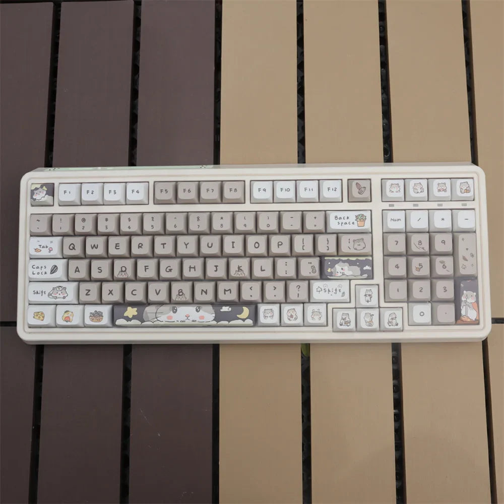 132 keys Cute Mouse Cartoon Theme Keycaps XDA Profile Key caps English for 61/64/68/84/87/96/98/104 Mechanical Keyboard Keycaps