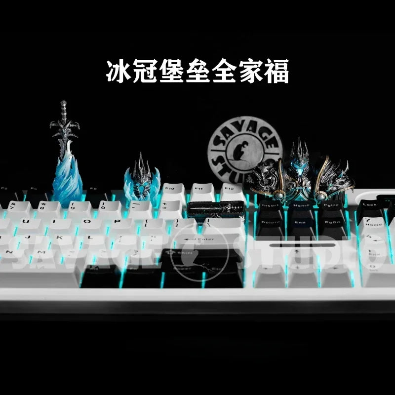 World of Warcraft Frostmourne Anime Keycaps Lich King Translucent Key Caps Mechanical Keyboard Caps Korean Keycap PC Gamer Gifts