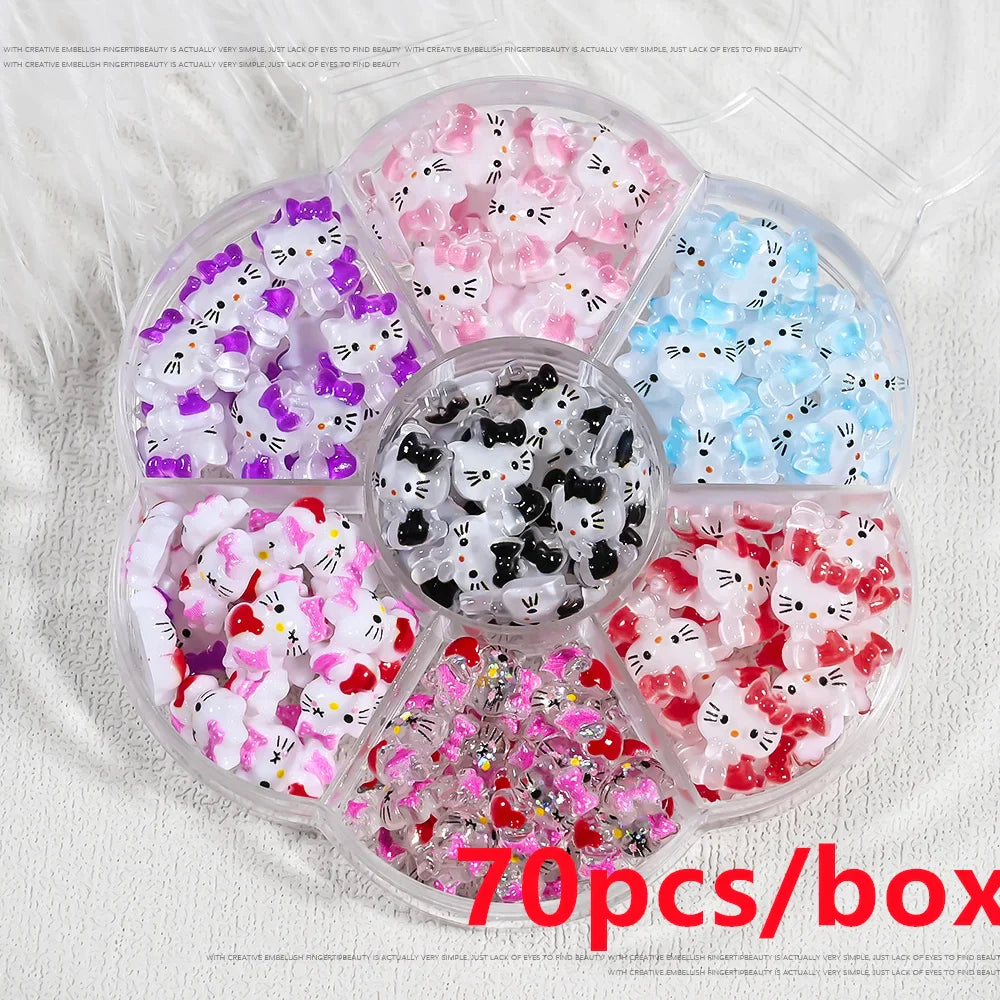 35/50/70/240pcs Cute Sanrio Nail Art Jewelry Decoration Kawaii Hello Kitty Kuromi Rhinestone Charms For Nail Y2K Manicure Crafts