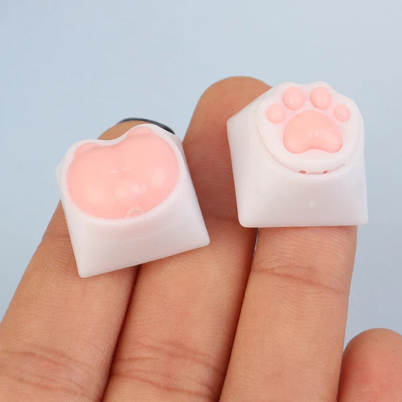 1PC Cute Cat Paw Keycaps For Mechanical Keyboard Cherry MX Switch DIY Key Cap Soft Silicone Keycup Artisan Pink Color