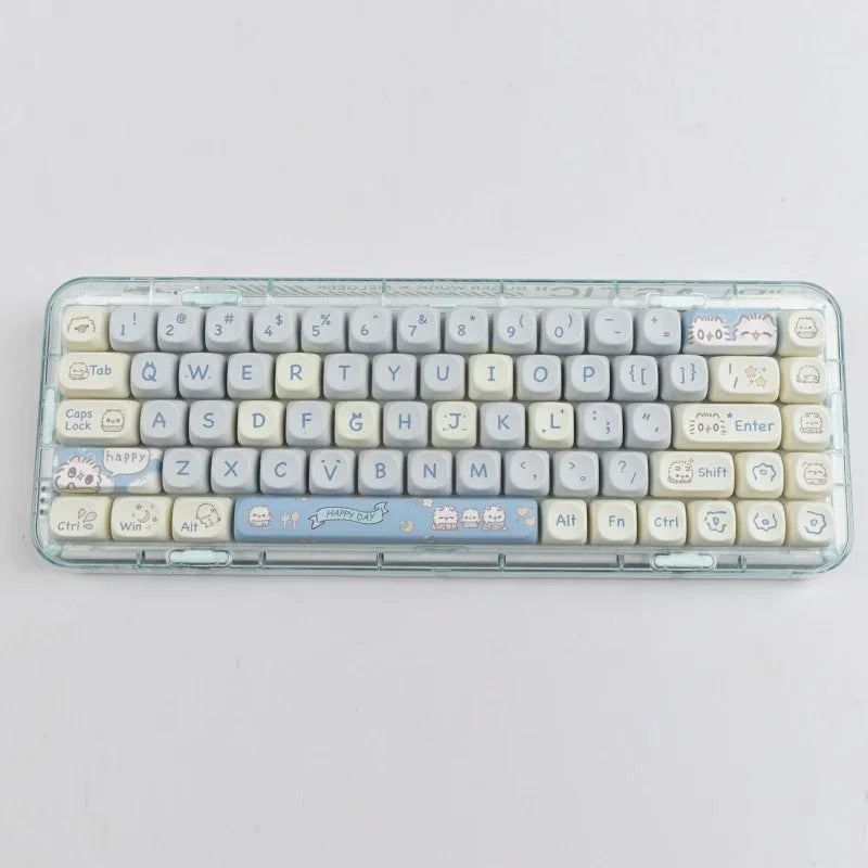 144 Keys Meow MOA Height Key Cap MAC Cute Meow Square Thermal Sublimation Mechanical Keyboard Keycaps Keyboard Accessories