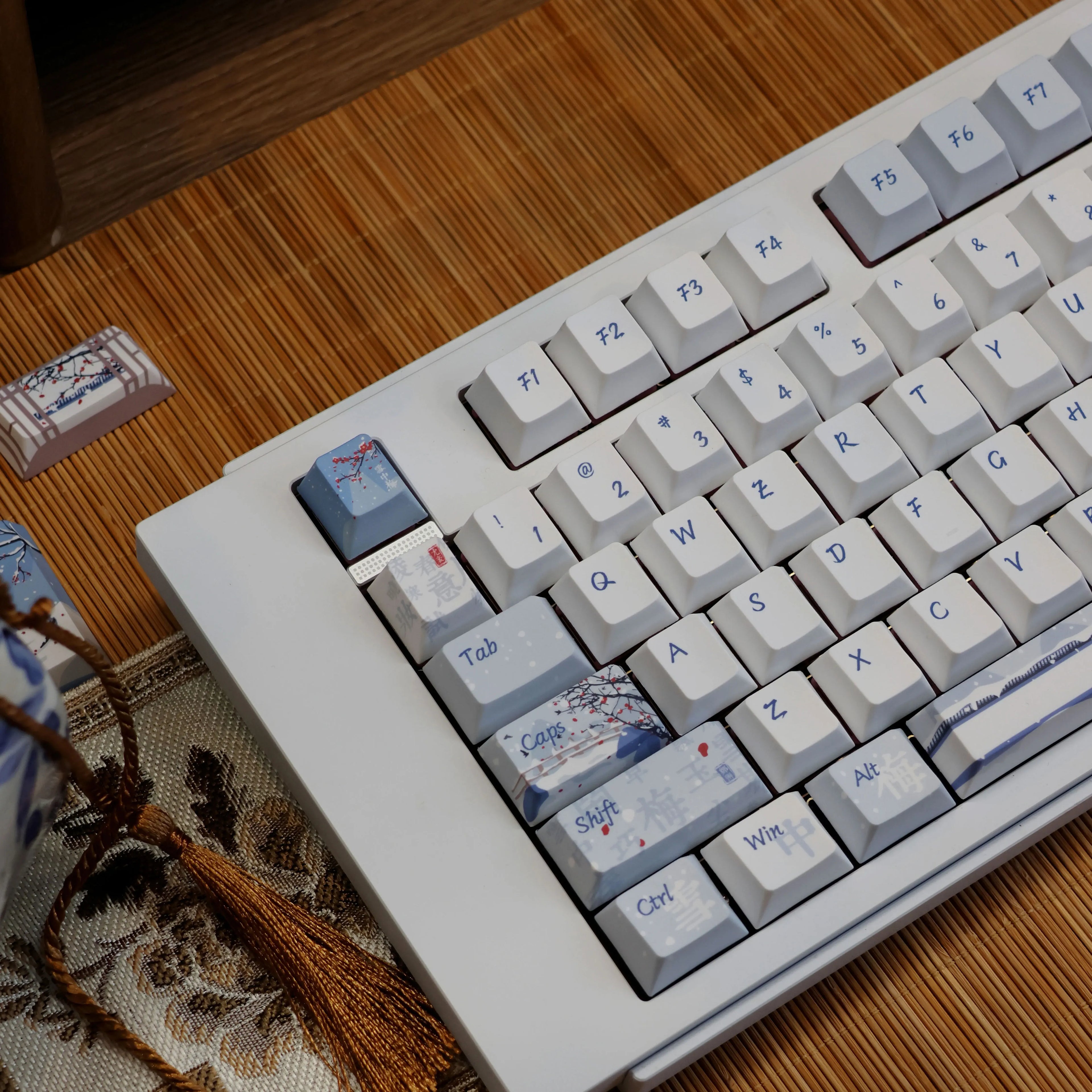 140 Keys Leaning Plum Garden Theme Keycaps National Style Cherry Profile PBT Dye Sublimation For MX Switch Mechanical Keyboard