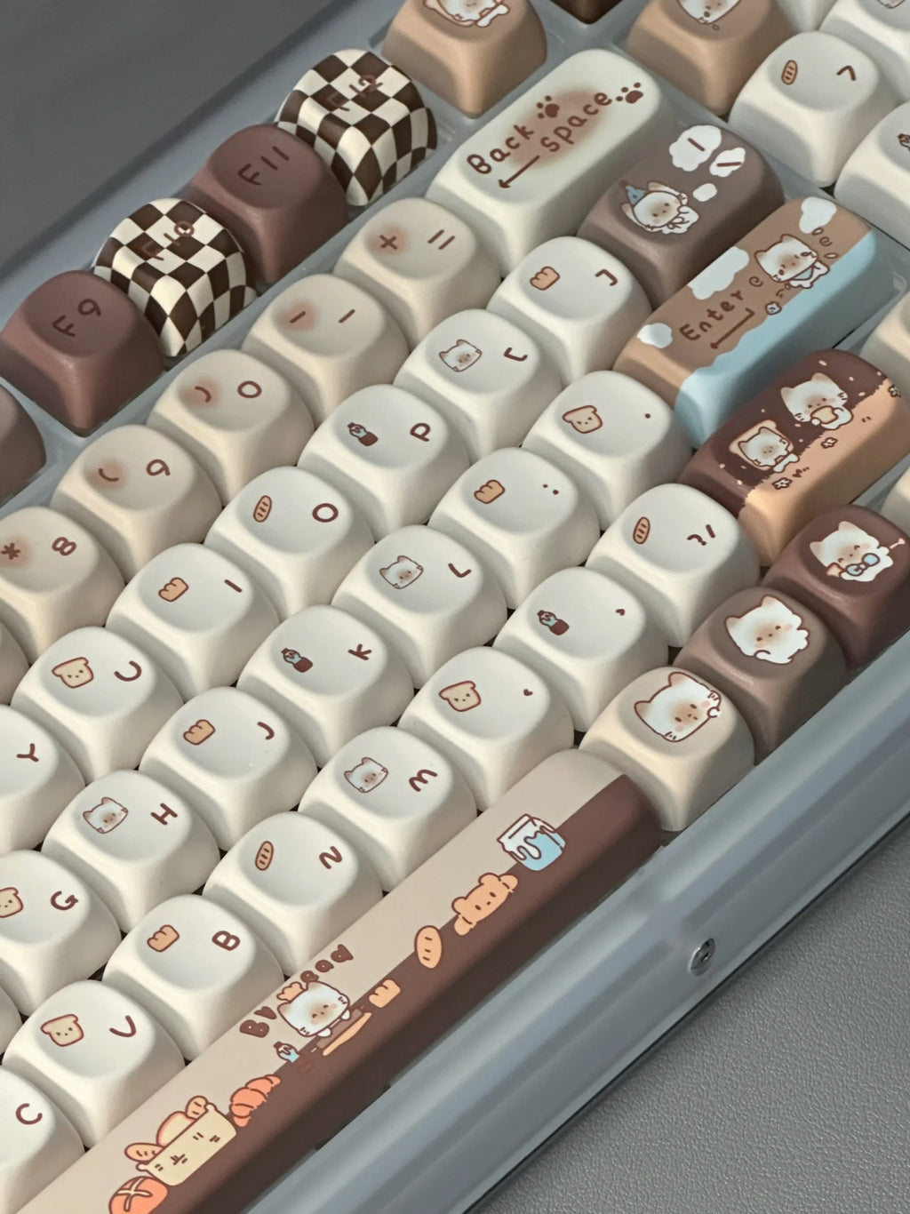 Siamese Cat Bakery Theme Keycap 131 Keys MOA Profile PBT Thermal Sublimation Mechanical Keyboard Accessories Cat Cute Keycaps