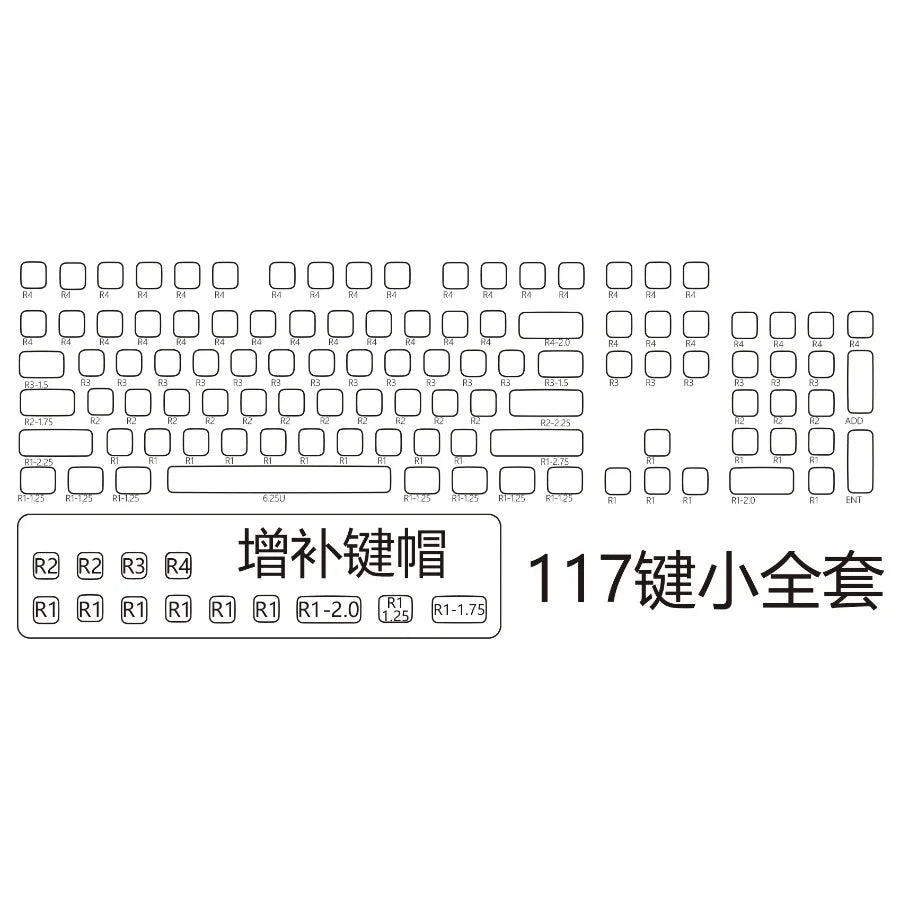 PIIFOX Shanshui Transparent Keycaps XDA Profile PBT Double Thermal Sublimation 117 Keys  Design Color-block Parts Customized DIY