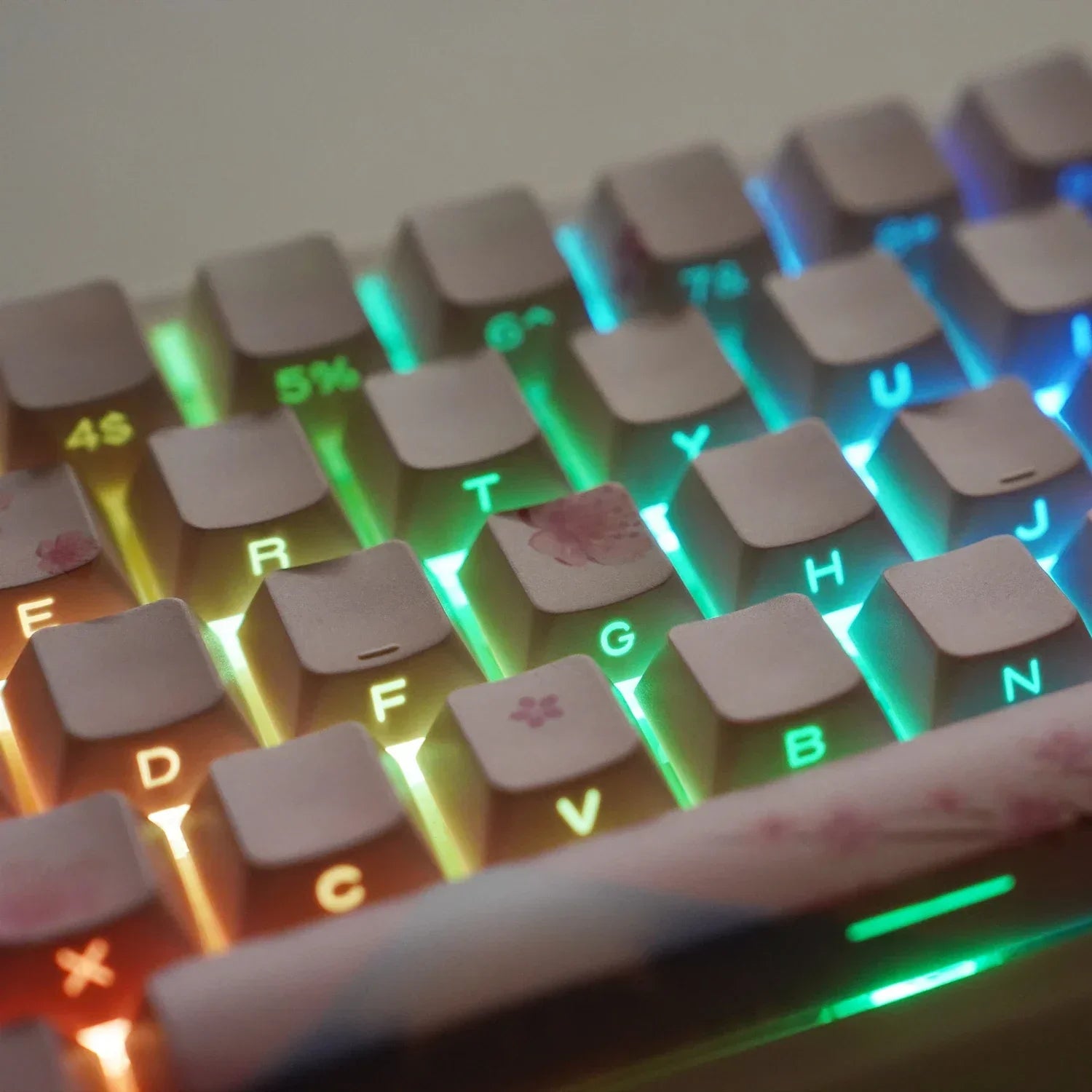 Blossom Keycap Side Print Cherry Profile PBT Doubleshot Shine Through Keycap Mechanical Keyboard Key caps 127keys