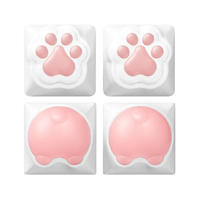 ZIFRIEND 4Pcs Cute Cat Paw Keycaps for Mechanical Keyboard Cherry MX Switch DIY Custom Silicone Key Cap Artisan Pink Color