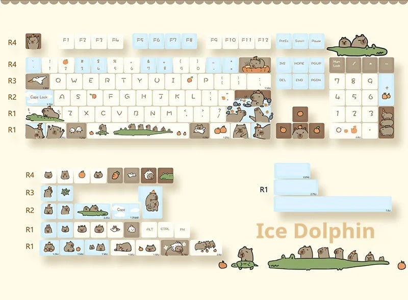Mda High Capybara Mechanical Keyboard Keycap Custom Thermal Sublimation Pbt Cute Milk Blue Home Goodies Birthday Gift Boy Girl