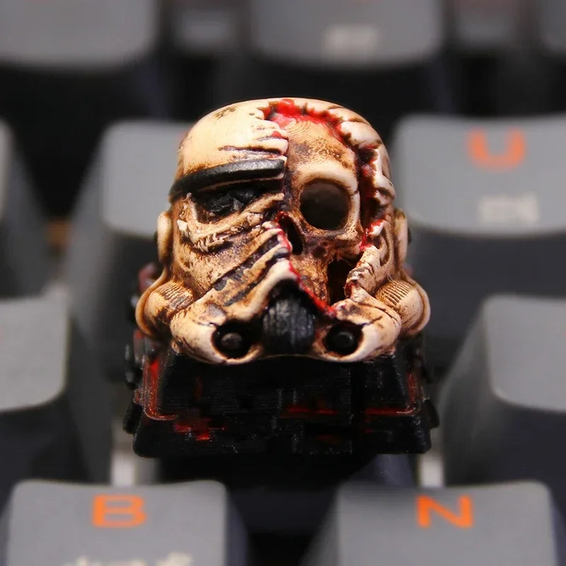 Battle-damaged Skull Key Cap Translucent Resin Keycaps Artisan Keycap Custom KeyCap for Mechanical Keyboard Accessories Gift