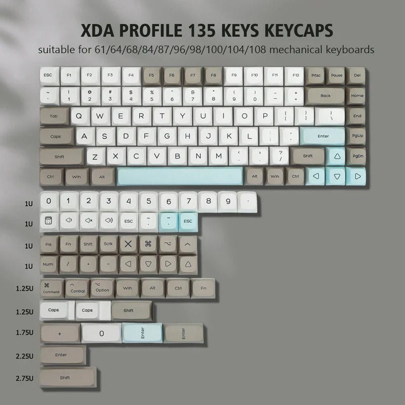 143 keys Coffee Cat  PBT Keycap 5 Sides DYE-SUB XDA Profile Customized Keycaps For Cherry MX Switch Gamer Mechanical Keyboards