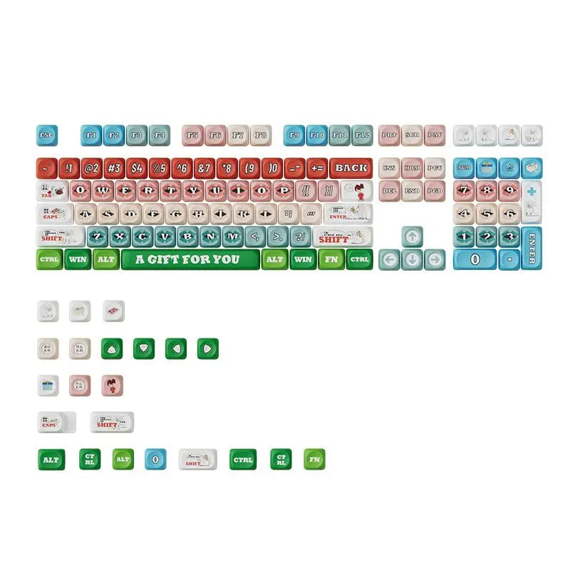 Snowflakes Theme Keycaps 127 Keys MOA Profile PBT Square KeyCap Dye Sublimation Mechanical Keyboard Key Cap Keyboards Accessorie