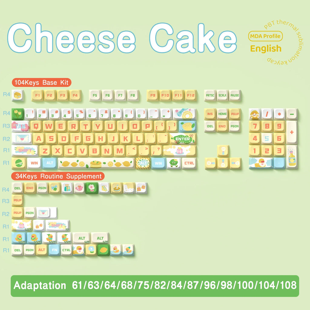 138/158 keys Original Theme Keycaps MDA Profile cute Anime PBT Keycap custom For Mechanical Keyboard with iso layout