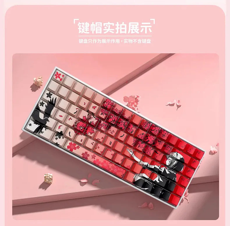 135 Key Side Engraved Transparent Sakura Girl Key Cap PBT for MX Switch HI75 HI8 68 F99 104 64 Wooting Mechanical Keyboard