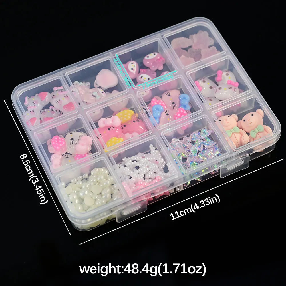 Kawaii Mixed Sanrio Y2k Nail Accessorie canvas Hello Kitty Pochacco Nail Rhinestone Gems Charms Manicure DlY Nail Parts for Girl