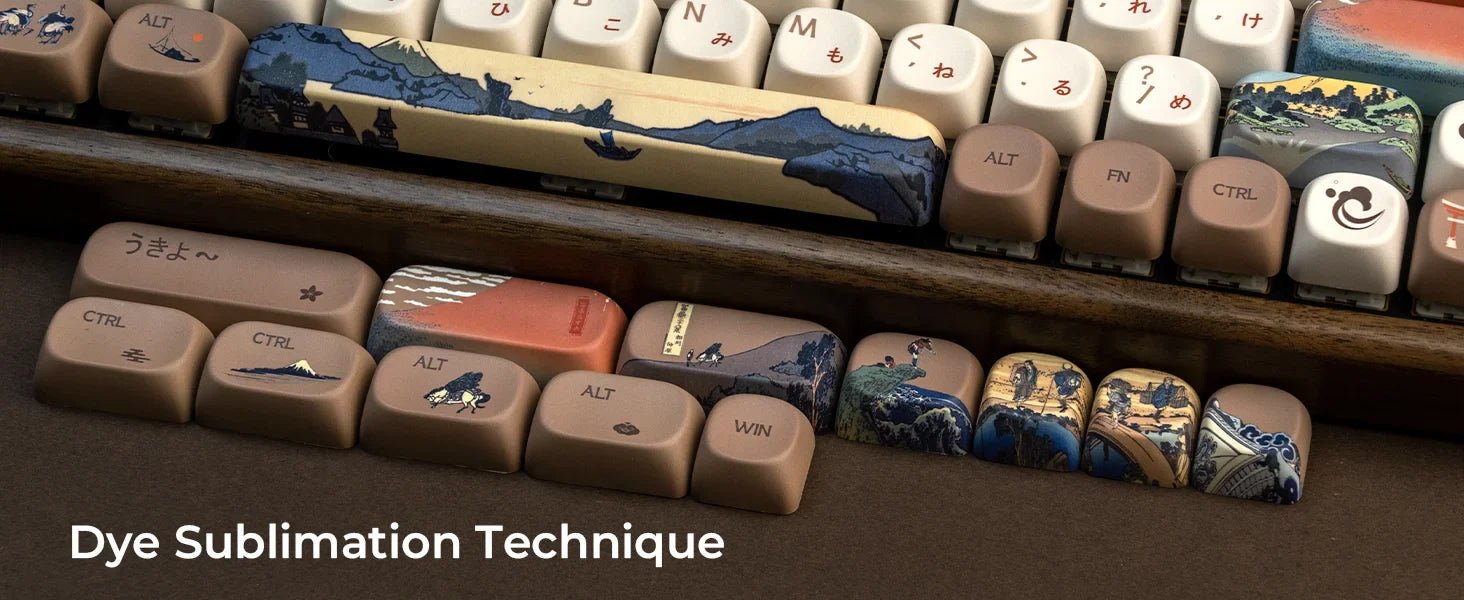 XVX MOA Keycaps Brown Japanese Painting Keycaps Dye-sub PBT Custom Keyboard Keycaps 75 Percent 140 Keys Illustration Key Cap