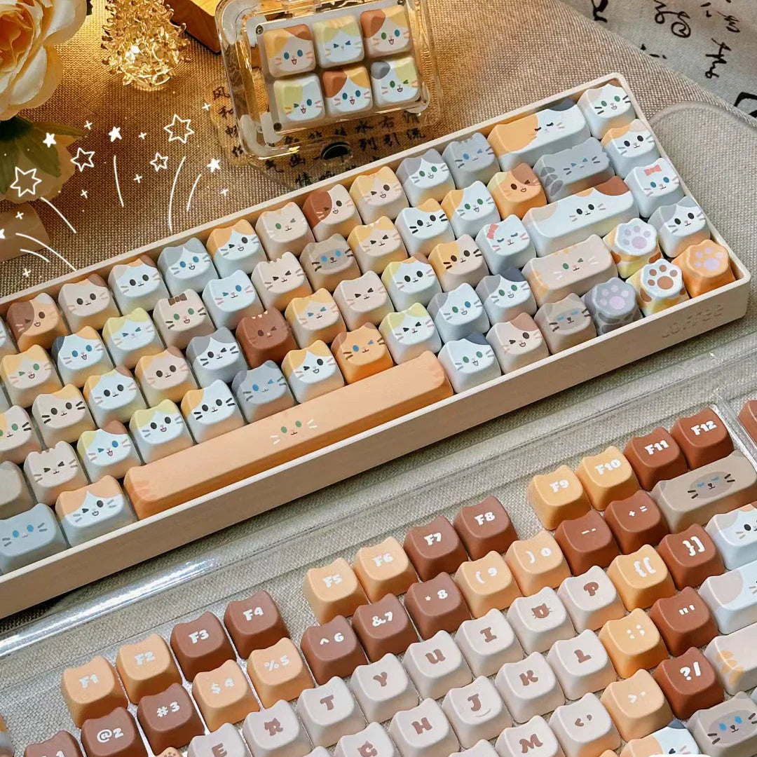 142 Keys Customized Gift Cute Cat keycaps New MAO Keycaps Square Thermal Sublimation Mechanical Keyboard 2.25 U 2.75U for Alice