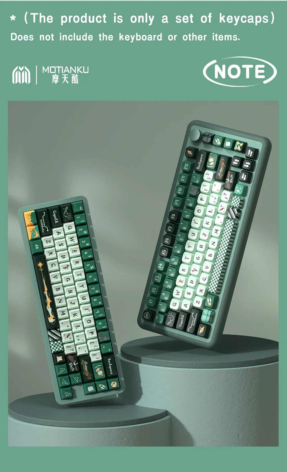SLYTHERIN Theme Keycaps Cherry/MDA Profile Personalized Cartoon Keycap For Mechanical Keyboard with 7U and ISO key cap