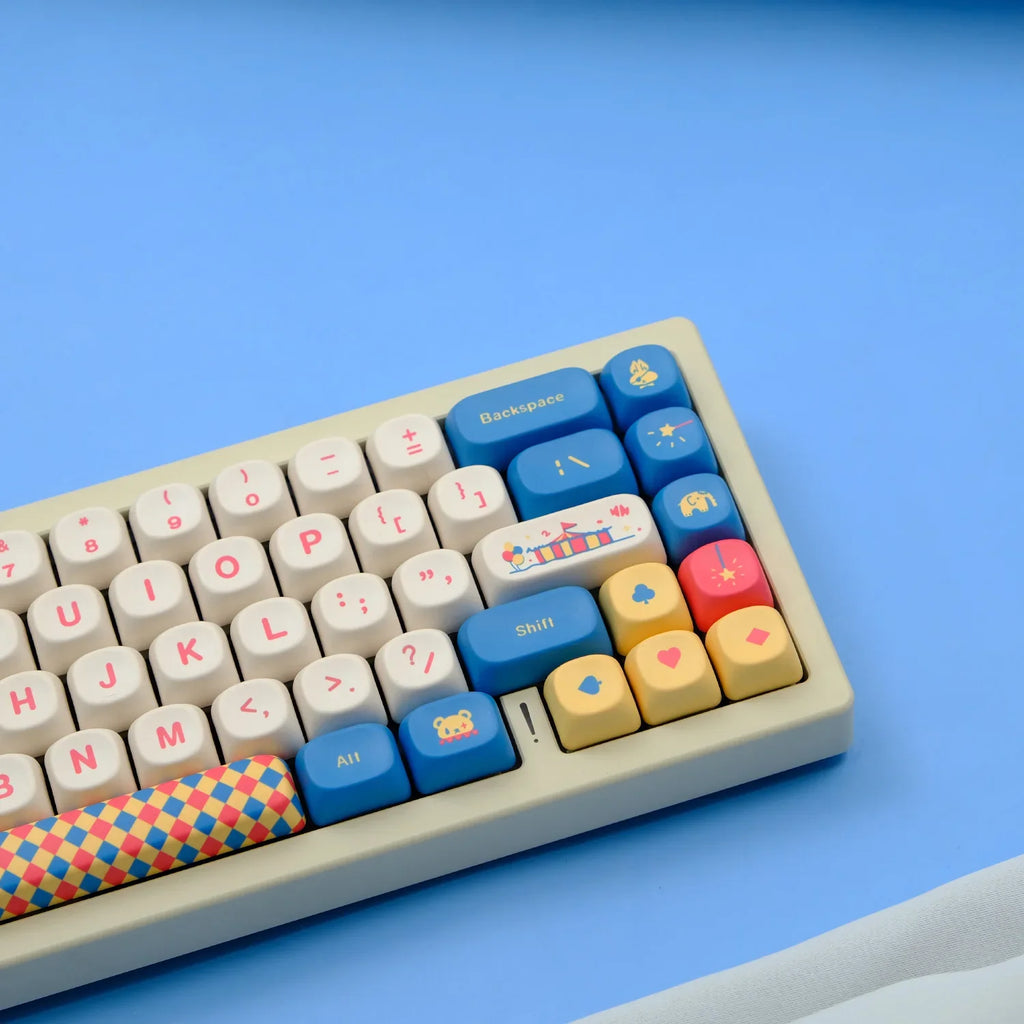 125 Keys/Set Cute Cats Circus Keycaps XDA Profile PBT Anime Game Keycaps for DIY MX Switches Minimalism Mechanical Keyboard Caps