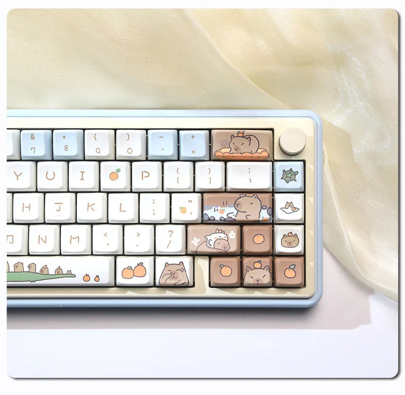 Mda High Capybara Mechanical Keyboard Keycap Custom Thermal Sublimation Pbt Cute Milk Blue Home Goodies Birthday Gift Boy Girl
