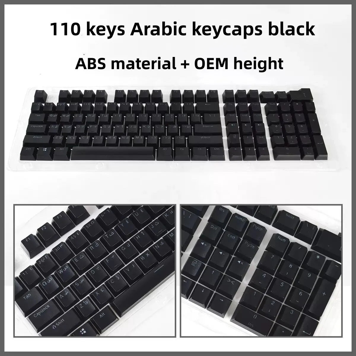 129 Keys Arabic Keycaps Set PBT/ABS Cherry Profile OEM Keycap Gaming Custom Personalised Cute for MX Switch Mechanical Keyboard