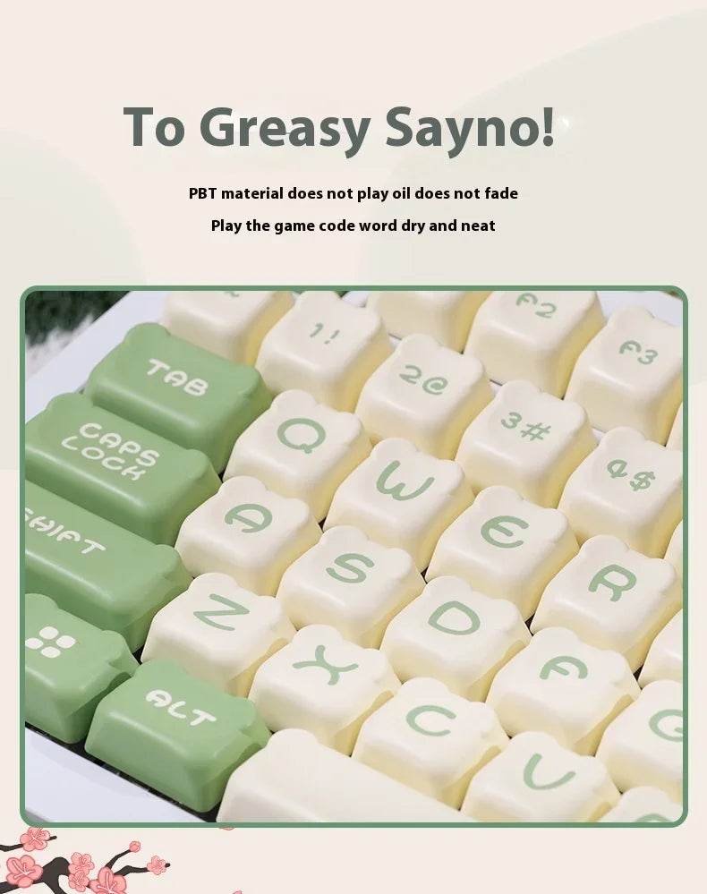 AKKO cute bear head theme keycaps PBT material two-color injection molding school office mechanical keyboard keycaps