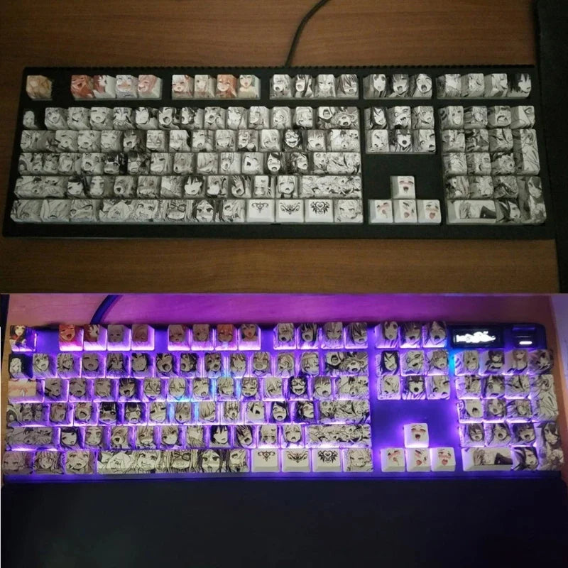 PBT Mechanical Keyboard Keycap  Anime Cute 124 keys Dye Sublimation Chreey Profile Japanese Anime Keycap For Cherry MX Switch