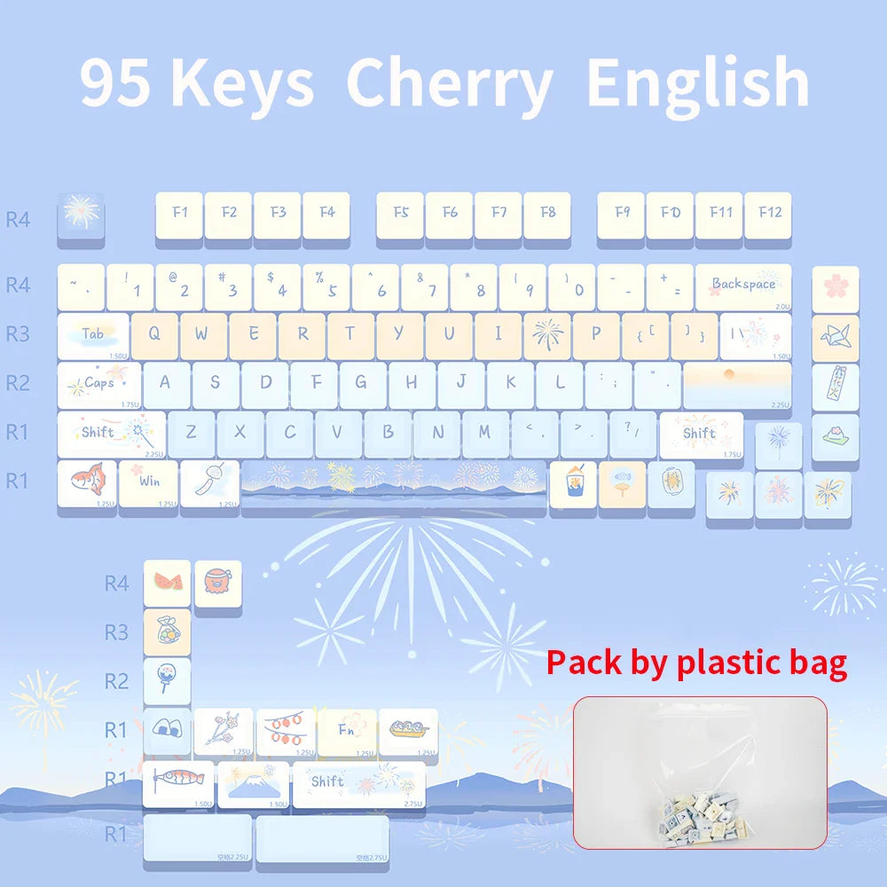 95 Keys Cherry Profile PBT Keycaps Love Letter Theme Key Caps for Gaming Mechanical Keyboard 61/64/68/75/84Keys GMK67 AULA F75