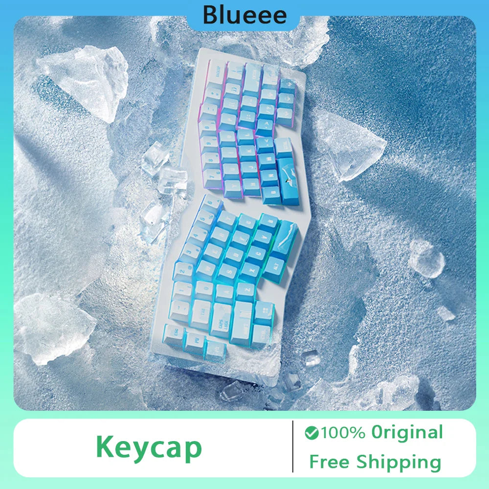 PIIFOX PBT OEM Profile Keycaps 135Keys Heat Sublimation Keycaps Ice Age Seeking Glacier Hand Painted Translucent  Key Caps